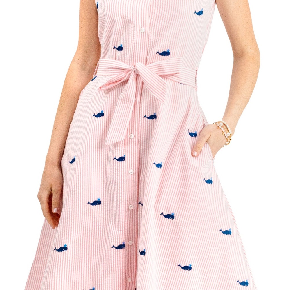 Kiel James Patrick Pink Midi Dress with Blue Whale Accents - Picture 4 of 4
